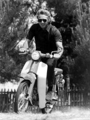 American Actor Steve Mcqueen on a Moto to Prepapre His Film Le Mans, 1969
