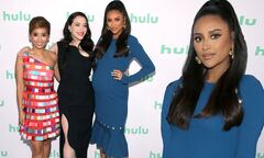 Shay Mitchell displays her baby bump with Kat Dennings and Brenda ...