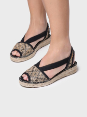 ▷ Black embroidered sandal | Black espadrille flat - ESTEL-GE ...