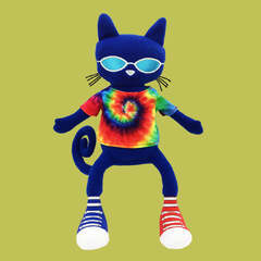 Merrymakers Pete The Cat Gets Groovy Soft Cat Stuffed Animal Plush Toy, 14-Inch, from James Dean's Pete The Cat Book Series (MerryMakers Pete The Cat Spooky Pete Doll)