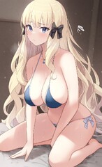 bikini, sixteenpo, princess connect!, bangs, elf - Anime R34