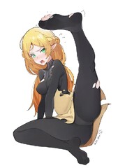 open mouth, leg up, sui (isekai ojisan), elf, toes - Anime R34