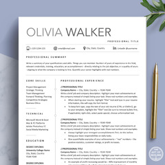 Resume Template Modern, Resume CV for Word & Mac Pages – The ...