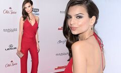 Emily Ratajkowski turns heads in plunging red jumpsuit at Sports ...