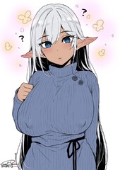 sweater, dark-skinned female, original, ribbed sweater, elf ...