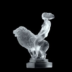 Art Deco Glass ' Girl with a lion ' Car Mascot Figurine Hood Ornament