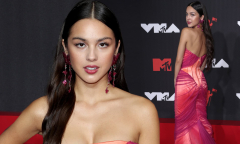 Olivia Rodrigo is pretty in pink strapless gown at MTV Video Music ...