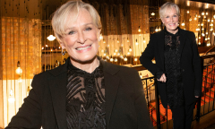 Glenn Close, 71, looks chic in a sleek black trouser suit for an ...