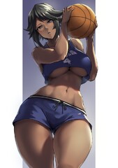 dark-skinned female, earrings, original, bangs, elf - Anime R34