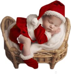 Christmas Newborn Baby Photo Shoot Props Outfits Crochet Clothes Santa Claus Red Hat Pants Photography Props (ForBaysy Newborn Baby Christmas Photo Props Outfit Infant Boys Girl Photoshoot Costume Red jumpsuit With Xmas Hat)