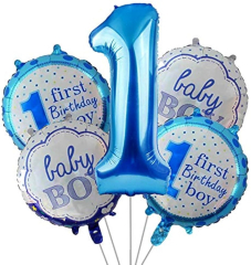 Party Propz 1st Birthday Balloons For Baby Boy - 5Pcs ...