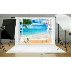 Summer Seascape Beach Dreamlike Haloes 3D Photography Background Screen Photo Video Photography Studio Props Backdrop