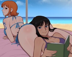 one piece, nami, nami (one piece), nico robin, afrobull - R34 Vault