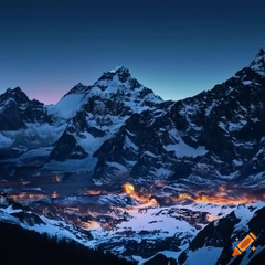 Alps at night on Craiyon