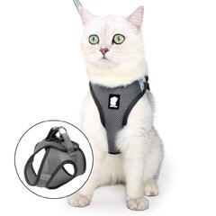 FDOYLCLC Cat Harness and Leash Set for Walking Escape Proof Step-in Easy Control Outdoor Jacket (Cat Harness And Leash Ultra Light Escape Xsmall Pack Of 1 Silver Grey)