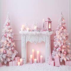 Amazon : Kate 10×10ft Christmas Tree Backdrop Pink Xmas Snow ...