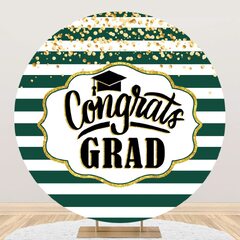 Glod Glitter Black White Stripes Round Congrategrad Backdrop