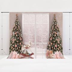 Kate ft Christmas Tree Backdrop Pink Snow Backdrops Window ...