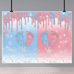 Little Feet Gender Reveal Backdrop (Sensfun ft Little Feet Gender Reveal Backdrop Boy or Girl What Will Baby Be Party Pink Blue Backdrops for Baby Gender Reveal Surprise)