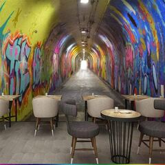 Underground Graffiti Tunnel (3d Of A Dark Tunnel With Graffiti On Walls)