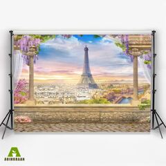 Aoihrraan 2,,8m Eiffel Tower Backdrop Wisteria Flowers Paris ...