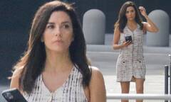 Eva Longoria wears cream mini dress on set of new TV series Land ...