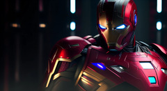 Iron man in a suit with glowing eyes - SeaArt AI