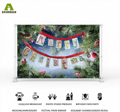 Aoihrraan 2,,8m Merry Christmas Backdrop Colorful Xmas Tree Red ...