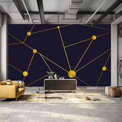 LHGBGBLN 3D Living Room Golden Geometric Lines ...