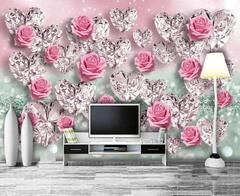 ZZXIAO Diamond Rose Romantic Background 3D Photo Background Modern ...