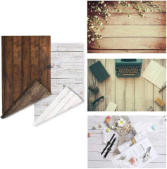 2-Pack 4 Patterns Photographic Background Rustic Wood Grainy Background Board Grunge Wood Dark&Light Color Photography Backdrop Food ins Style ...