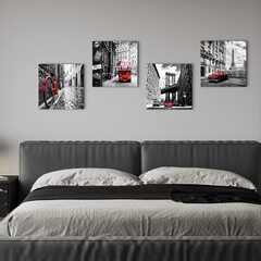 Black and White City for Living Room Paris London New York Italy Red s Modern Cityscapeworks (Black And White Wall)