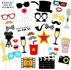 Movie Party Photo Booth Props Kit Movie Night Party Supplies s,Pack of 33