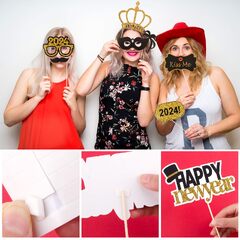 25pcs New Year Photo Booth Props with Photo Booth Frame 2024 ...