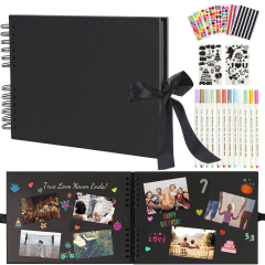 Boic Photo Album Scrapbook 80 Black Pages, Memory Book Guest Book ...