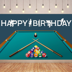 Billiard Pool Balls Happy Birthday Backdrop .6ft Snooker Contest Beginning Entertainment Game Photography Background Theme Party Fiesta Banner ...