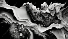 Beautiful Black and White Liquid Swirls with White Particles ...