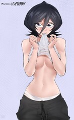 flytrapxx, bleach, kuchiki rukia, 1girl, bare shoulders - Anime R34