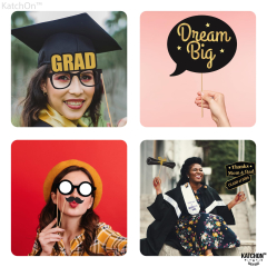 KatchOn, Black and Gold Graduation Photo Booth Props Pack of 40