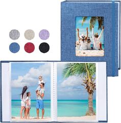 Vienrose Small Photo Albums Photos, 2 Pack Linen Cover Mini Photo Book, 26-Page Holds 52 ,work or Postcards Storage