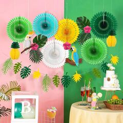 Paper Jazz Tropical Bird Toucan Leave Garland Party Kit to Summer (Dawht Hawaiian Party s, Tropical Birthday Party Supplies Flamingo and Palm Leaves Banner Tissue Paper Fan Pineapple Honeycomb Ball for Summer Luau)