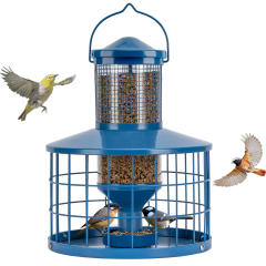 Caged Bird Feeder (Mosloly Wild Bird Feeders Metal Outside 7lbs Large Retractable Mesh Feeders Squirrel Proof)