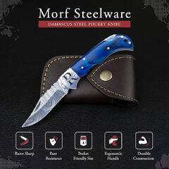 Amazon : Morf Steelware Customized Damascus Steel Pocket Knife ...