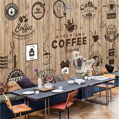 for Walls 3D Retro European Style Wood Grain Coffee ...