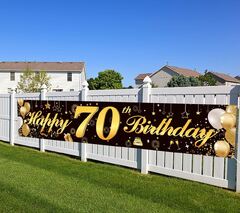 Happy 70th Birthday Banner,Birthday Party Sign Backdrop Banner For ...