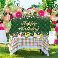 Renaiss Happy Birthday Backdrop Banner for Photoshoot Portrait Gold Diamonds Green Photography Background for Men Women 30th 40th 50th 60th (Happy Birthday)