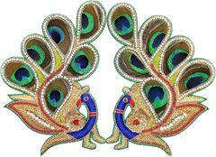 Lovetholy 2pcs Embroidery Neck sew on Peacock Designer Applique Patches/Decorative Patches for Clothes