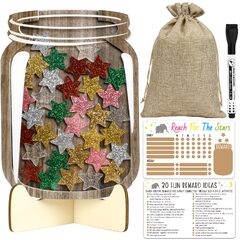 nbuzi Reward Jar Classroom Magnetic Reward Jar for Classroom Board Personalized Stars Reward Jar for Kids Classroom Reward System (Trader Z's Trader Zs Kids Premium Wooden Star Reward Jar, Chore Chart, Toddler and Kids Potty Training, Classroom and Teacher Gifts, Boys and Girls Behavior)