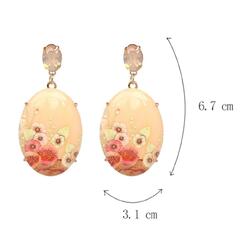 Juran Retro Oil Painting Drop Earrings for Women Wedding Party Dangle Drop Earrings Hand Painted