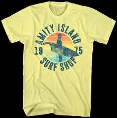 Jaws - Amity Island 1975 Surf Shop - T-Shirt - Yellow (Jaws Amity Island Surf Shop)